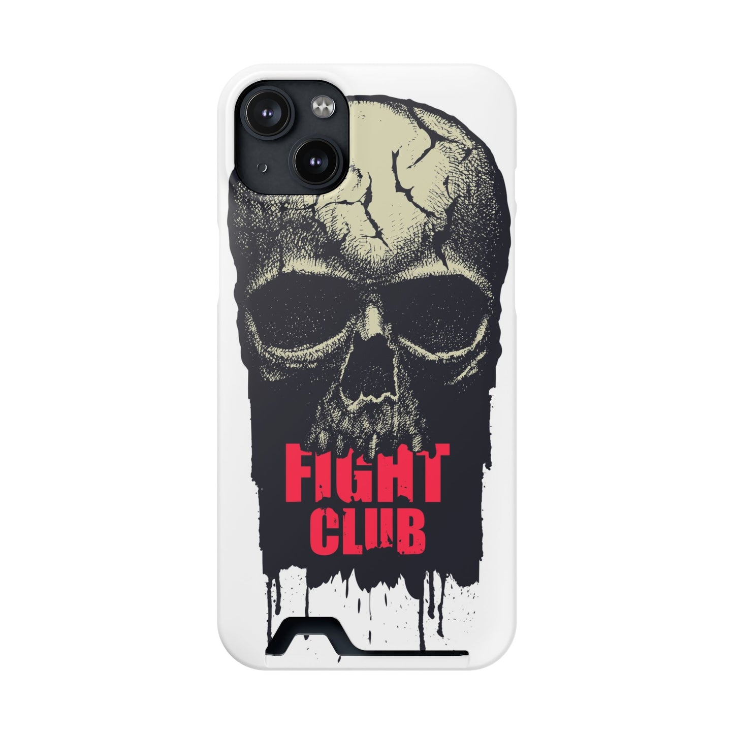 Fight Club Skull Phone Case with Card Holder — Bold Gothic Skull Design