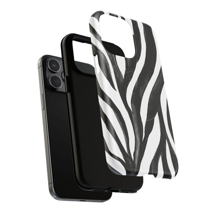 Wild Lines Zebra Stripe Tough Magnetic Phone Case — Black & White Protective Cover