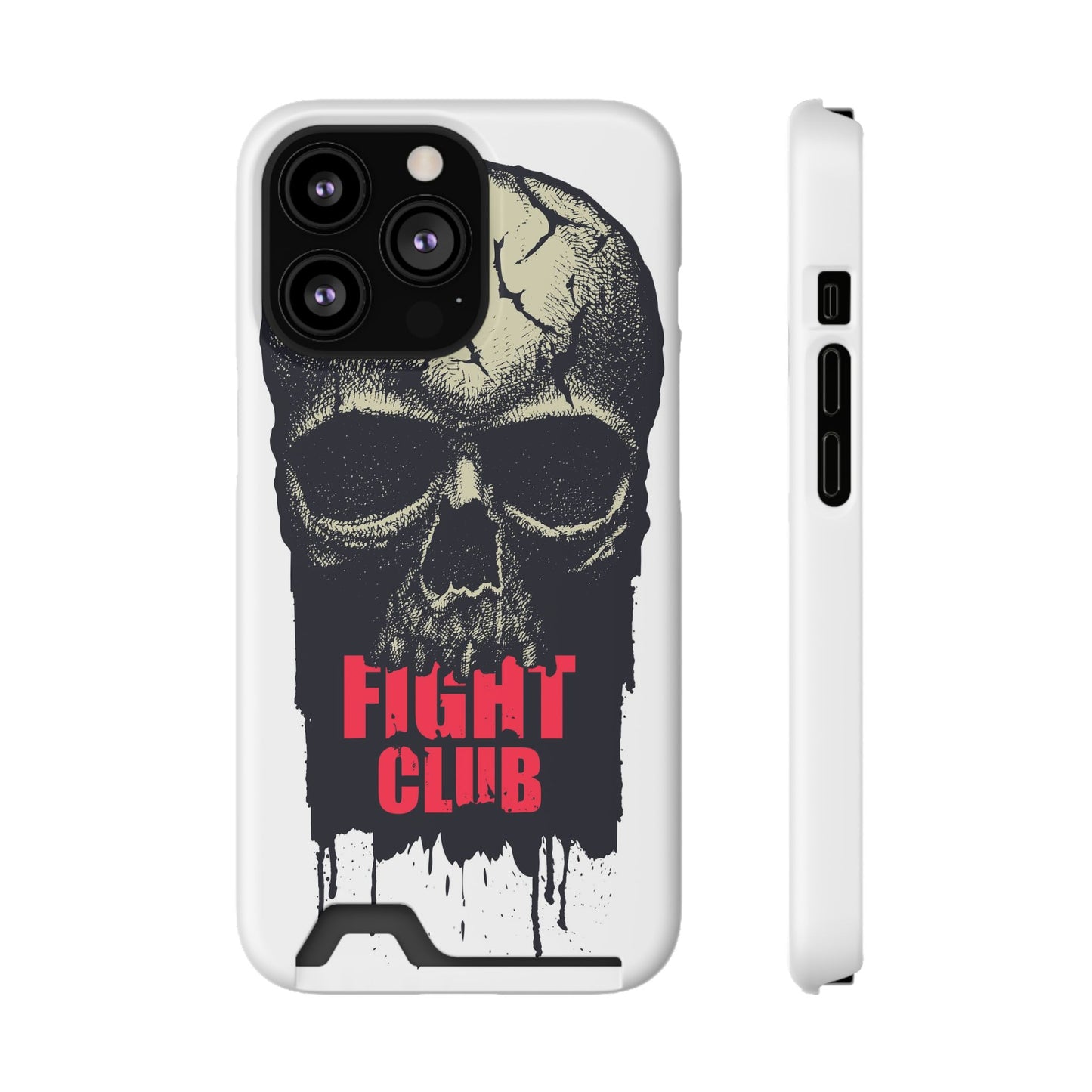 Fight Club Skull Phone Case with Card Holder — Bold Gothic Skull Design