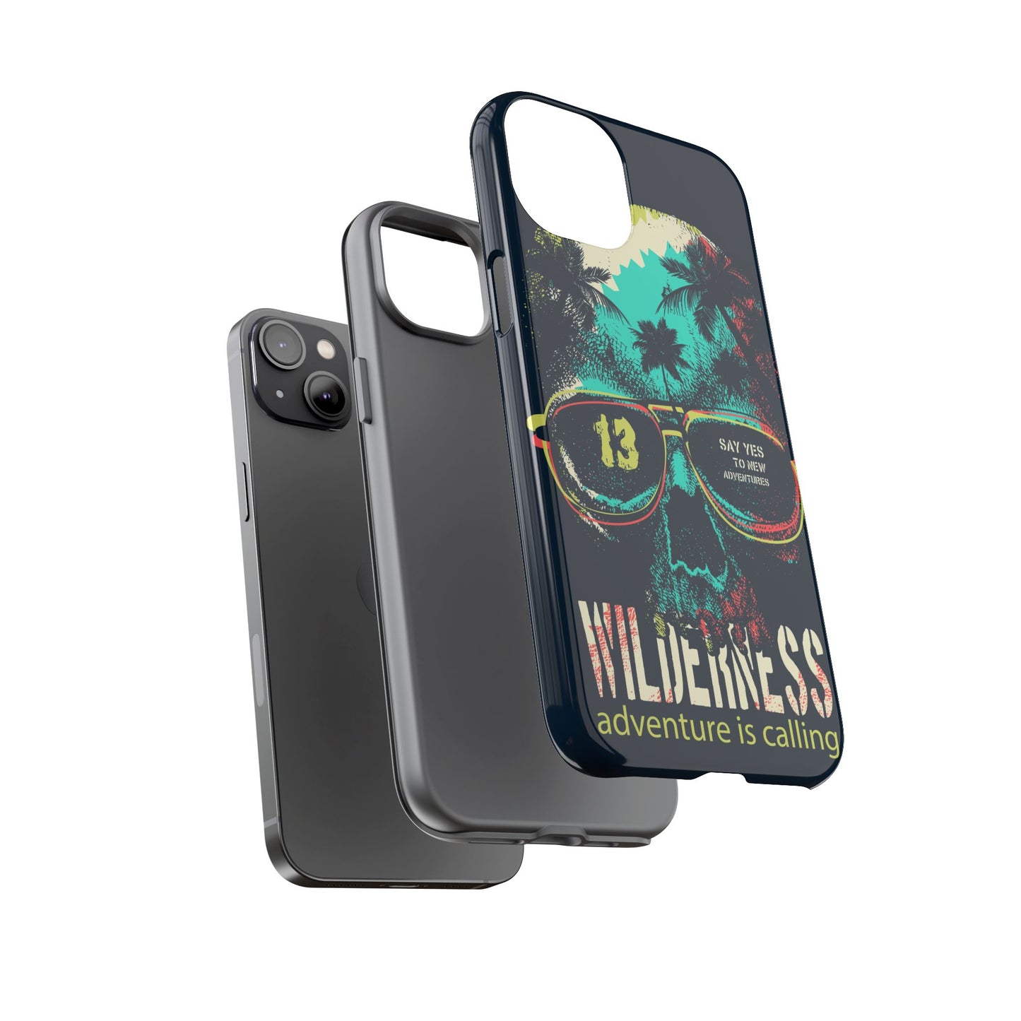Wilderness Adventure Phone Case — 'Adventure Is Calling' Skull Sunglasses Design