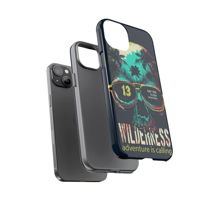 Wilderness Adventure Phone Case — 'Adventure Is Calling' Skull Sunglasses Design