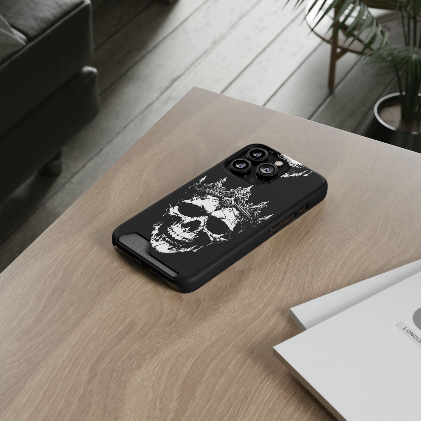 Crowned Chaos - Skull King Card-Holder Phone Case