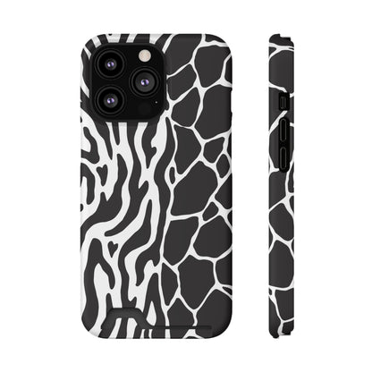 Animal Print Phone Case — Zebra & Giraffe Edition with Card Holder — Slim, Stylish, MagSafe