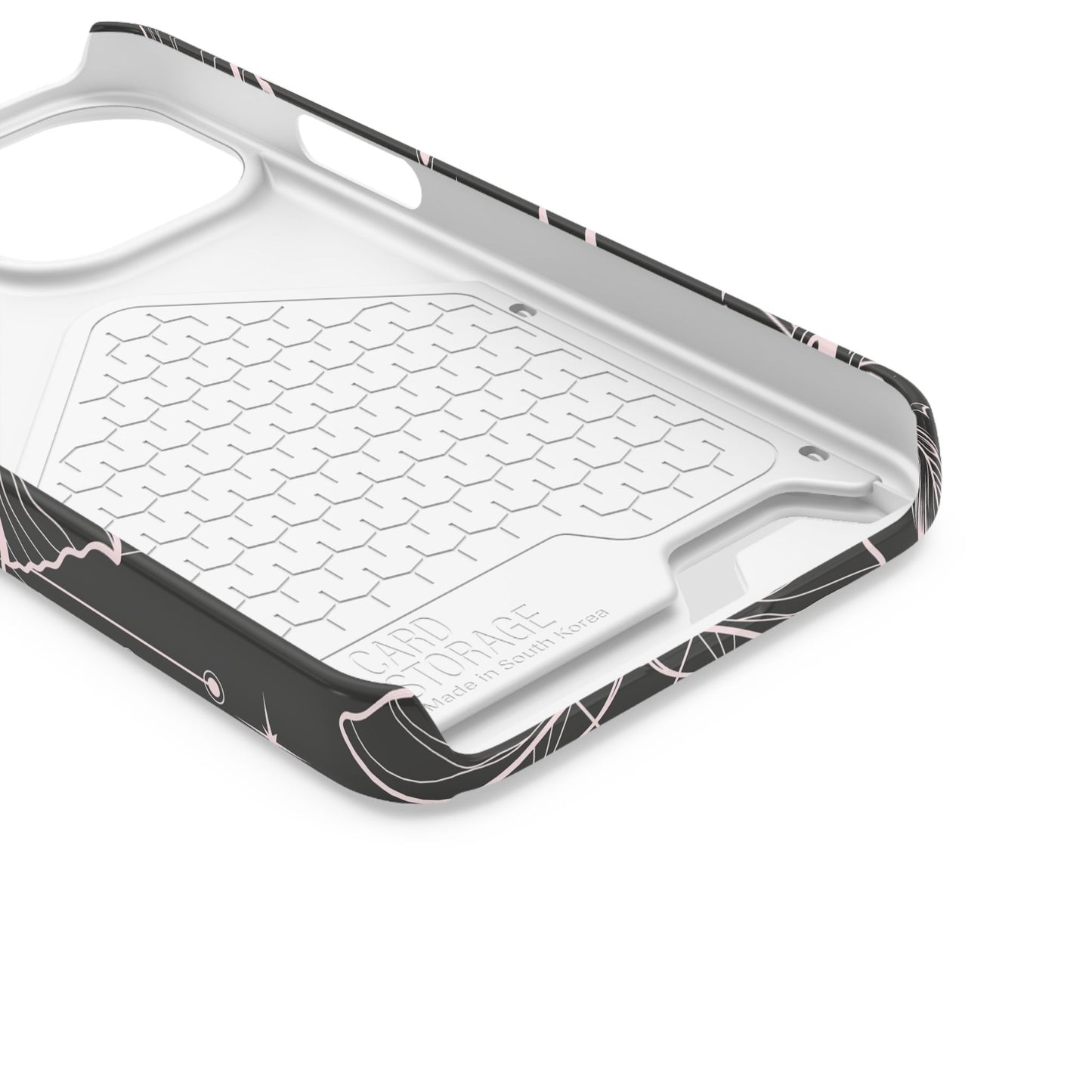 Mystic Skull Dark Aesthetic Phone Case with Card Holder — Gothic Crystal & Feather Design Luxury Cover