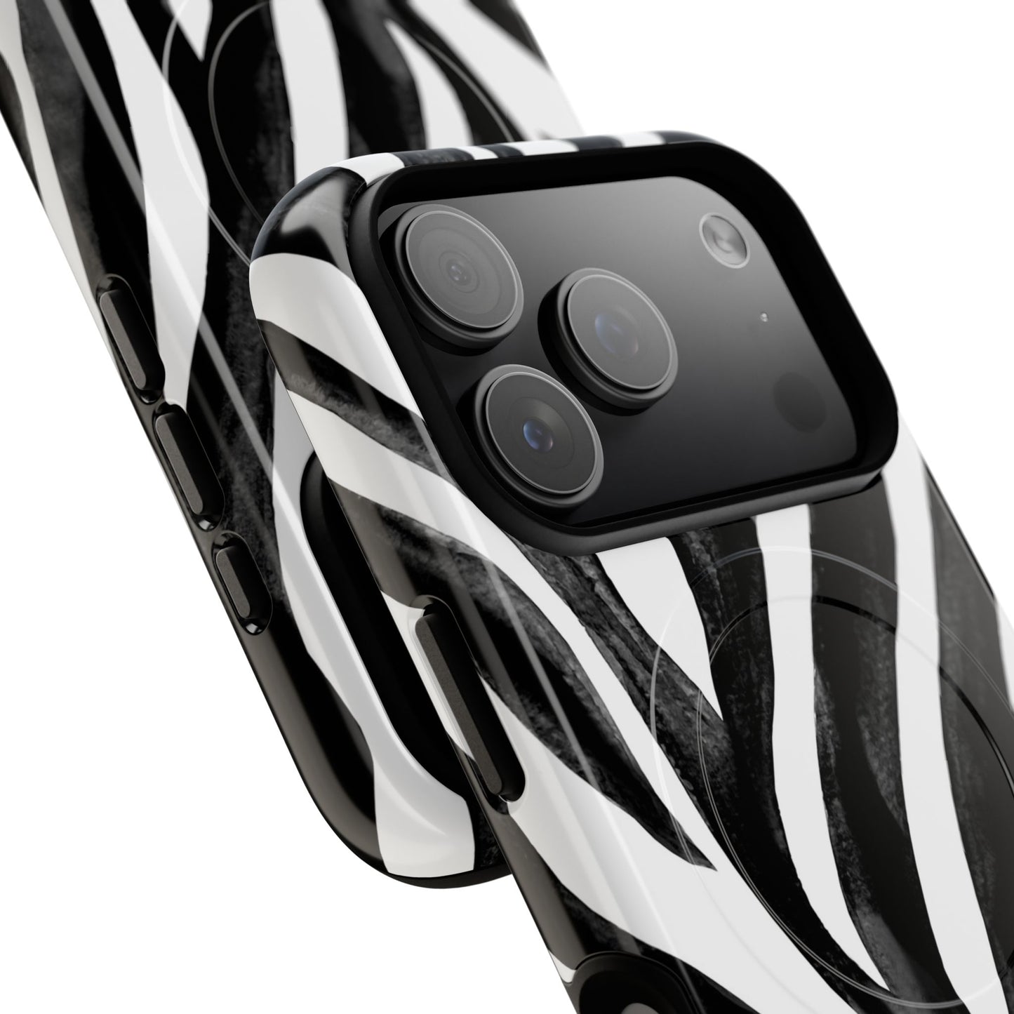 Wild Lines Zebra Stripe Tough Magnetic Phone Case — Black & White Protective Cover