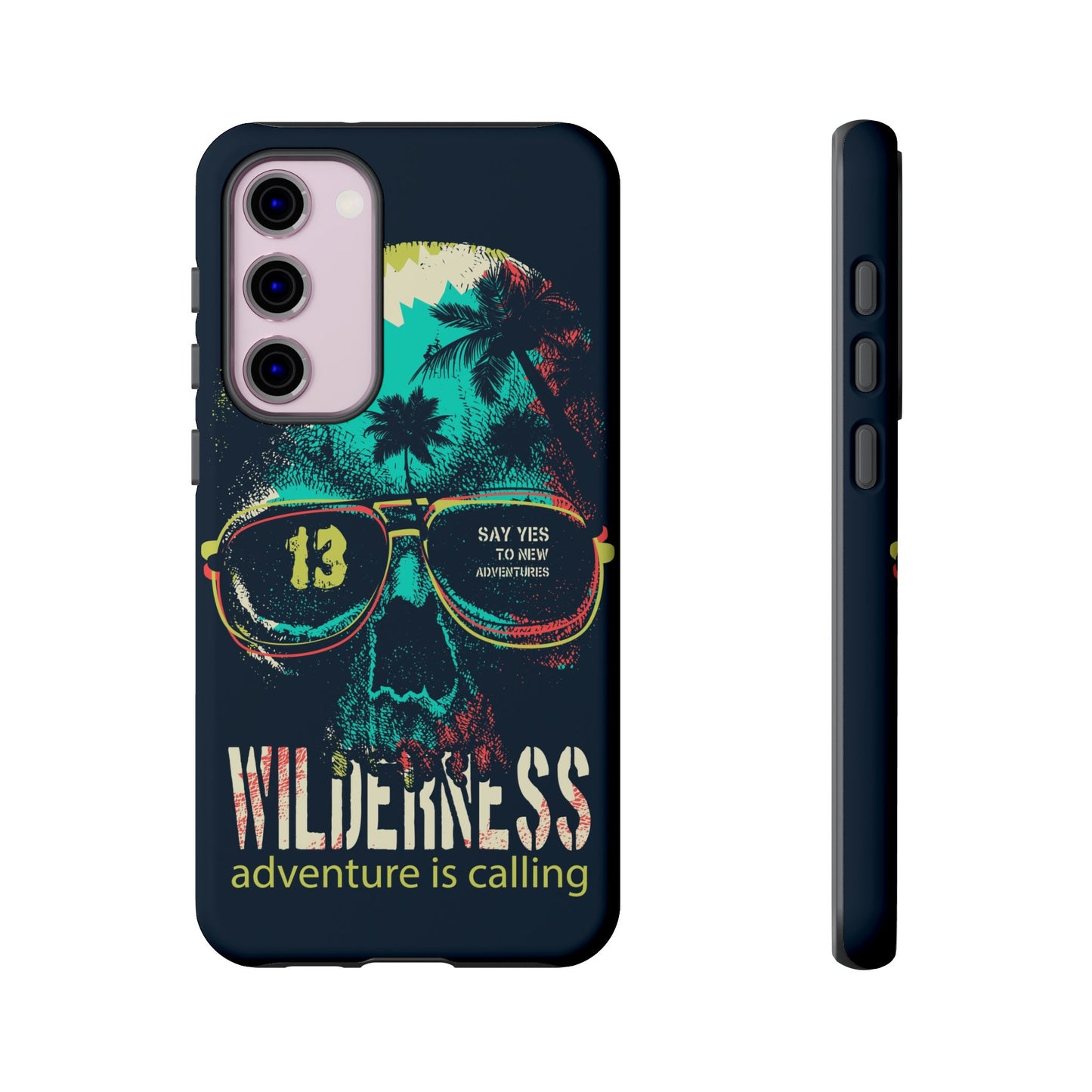 Wilderness Adventure Phone Case — 'Adventure Is Calling' Skull Sunglasses Design