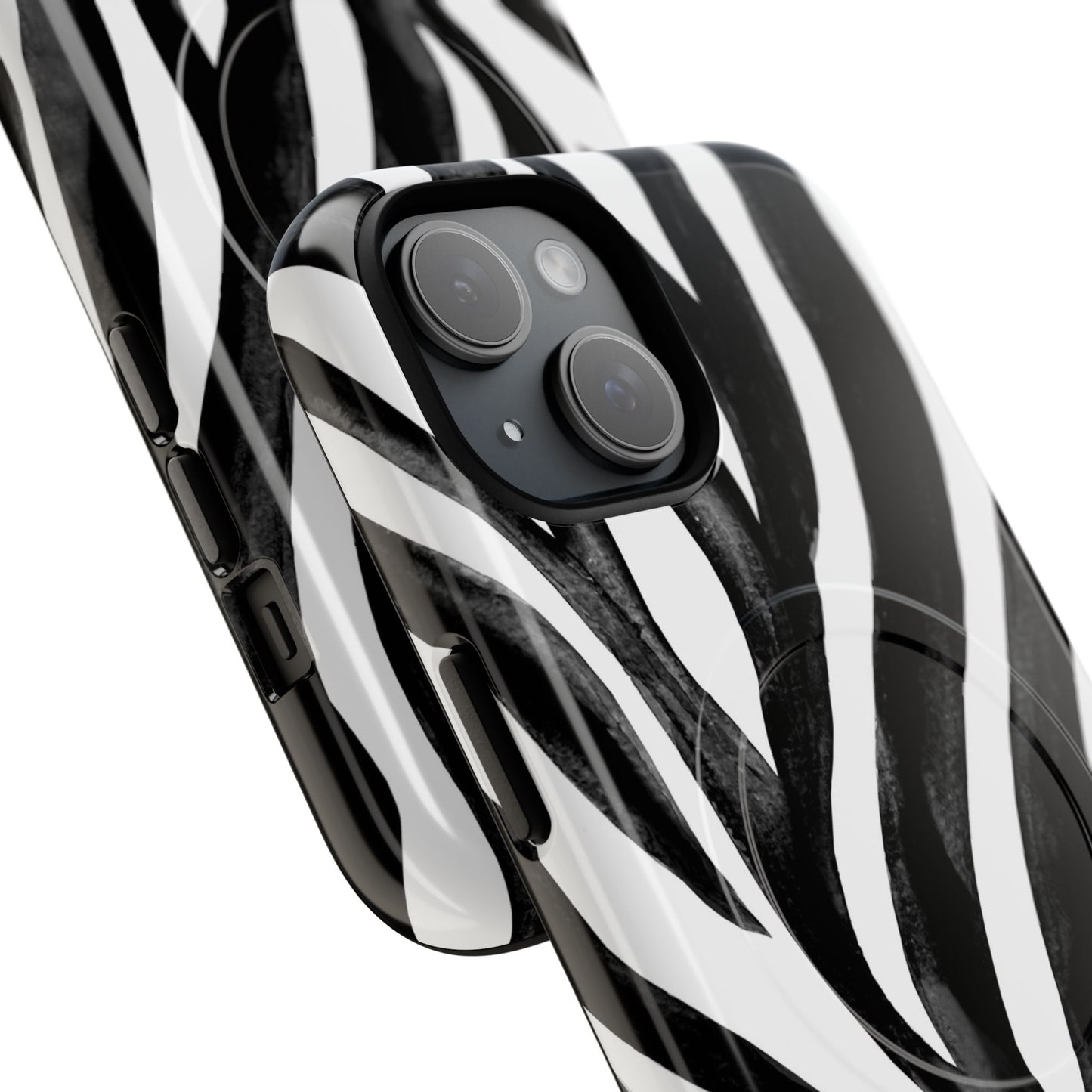 Wild Lines Zebra Stripe Tough Magnetic Phone Case — Black & White Protective Cover