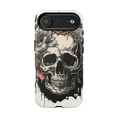 Dark Aura Skull & Roses iPhone Case – Gothic Floral Magnetic Protective Cover