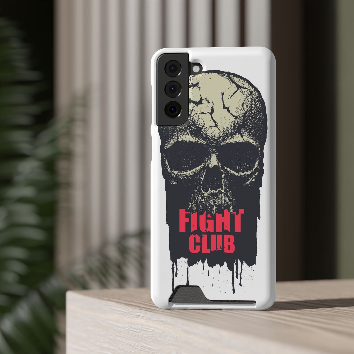 Fight Club Skull Phone Case with Card Holder — Bold Gothic Skull Design