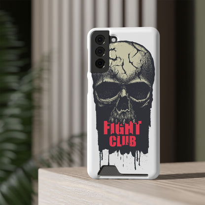 Fight Club Skull Phone Case with Card Holder — Bold Gothic Skull Design