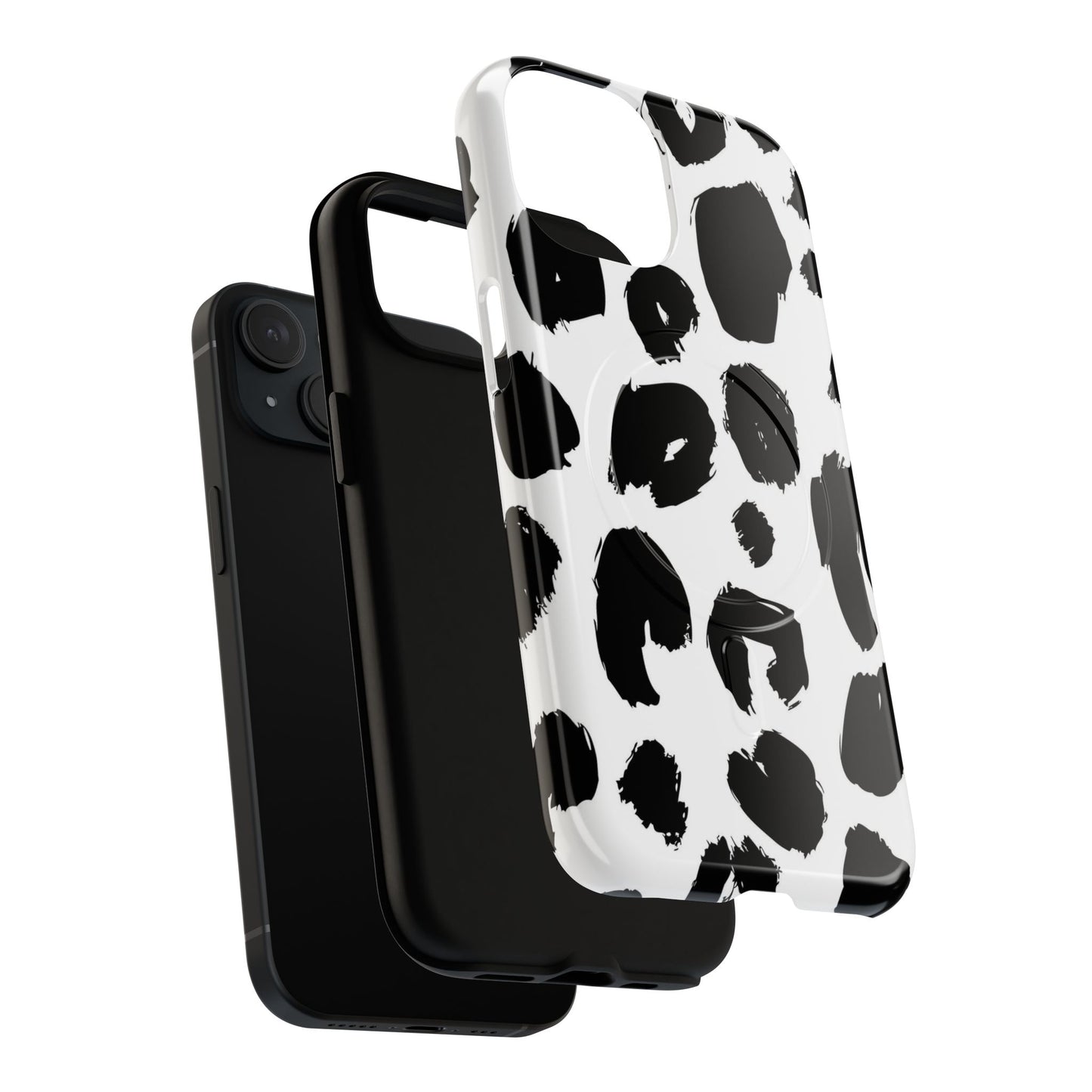 Ink Leopard Magnetic Phone Case — Black & White Animal Print Fashion Protective Cover
