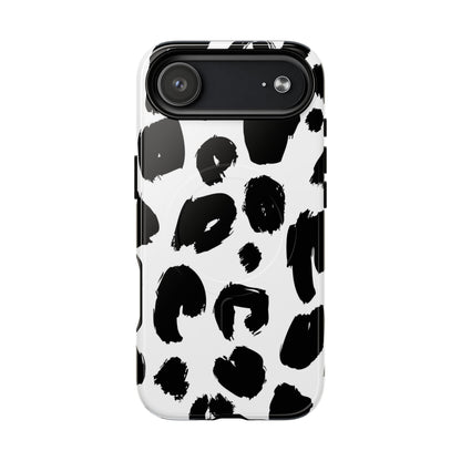 Ink Leopard Magnetic Phone Case — Black & White Animal Print Fashion Protective Cover