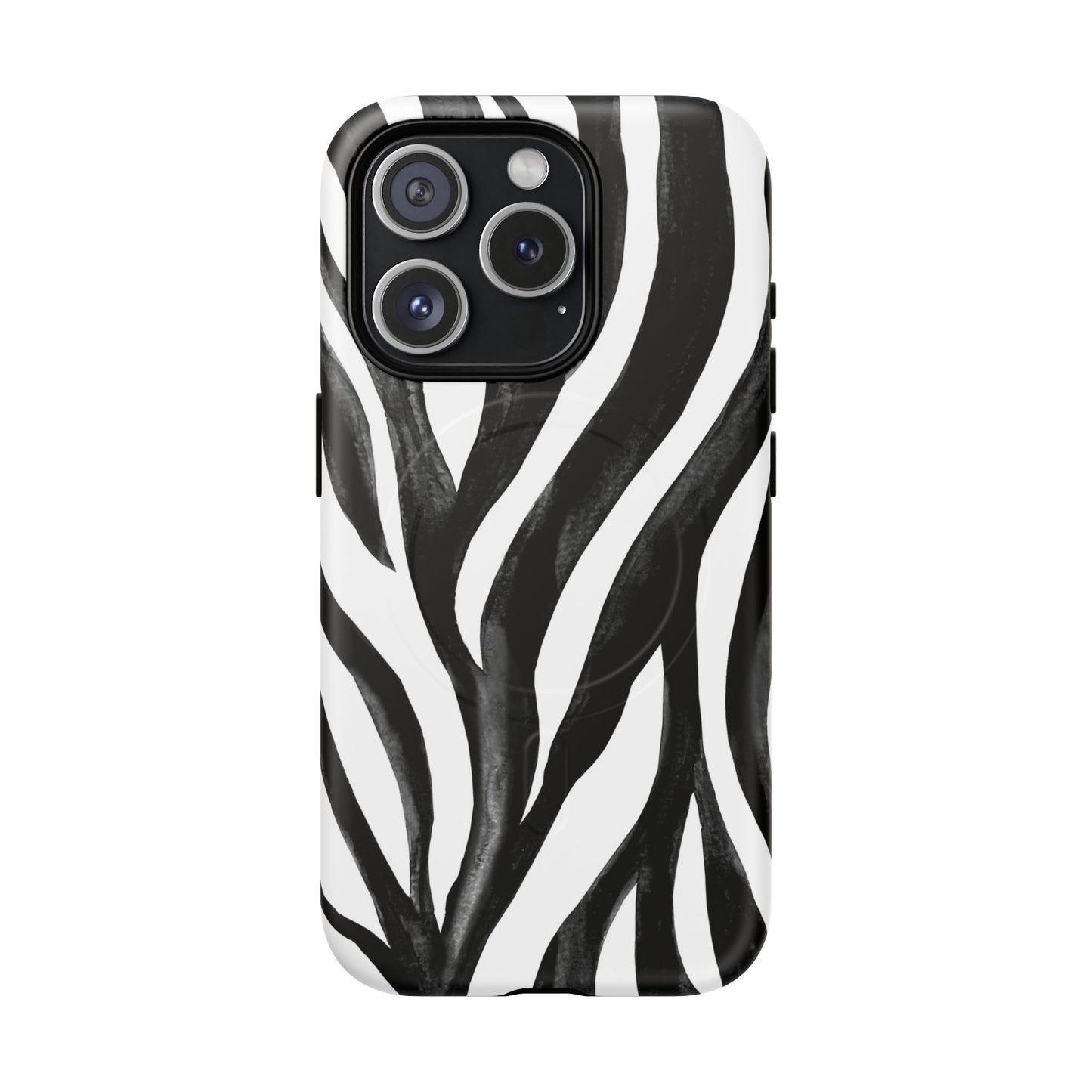 Wild Lines Zebra Stripe Tough Magnetic Phone Case — Black & White Protective Cover