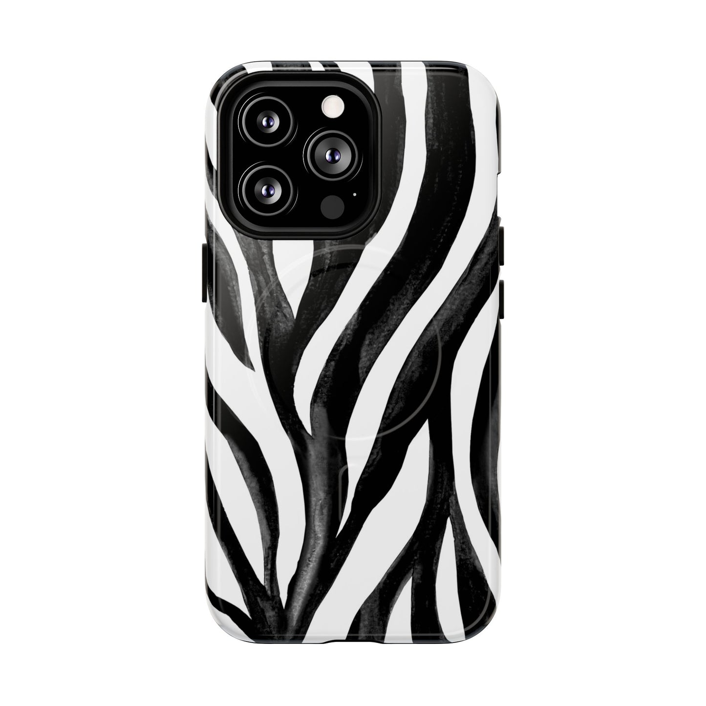 Wild Lines Zebra Stripe Tough Magnetic Phone Case — Black & White Protective Cover