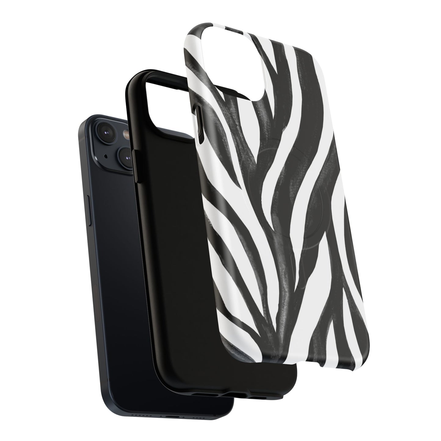 Wild Lines Zebra Stripe Tough Magnetic Phone Case — Black & White Protective Cover