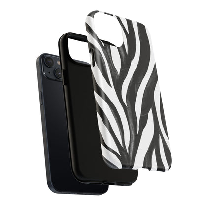 Wild Lines Zebra Stripe Tough Magnetic Phone Case — Black & White Protective Cover