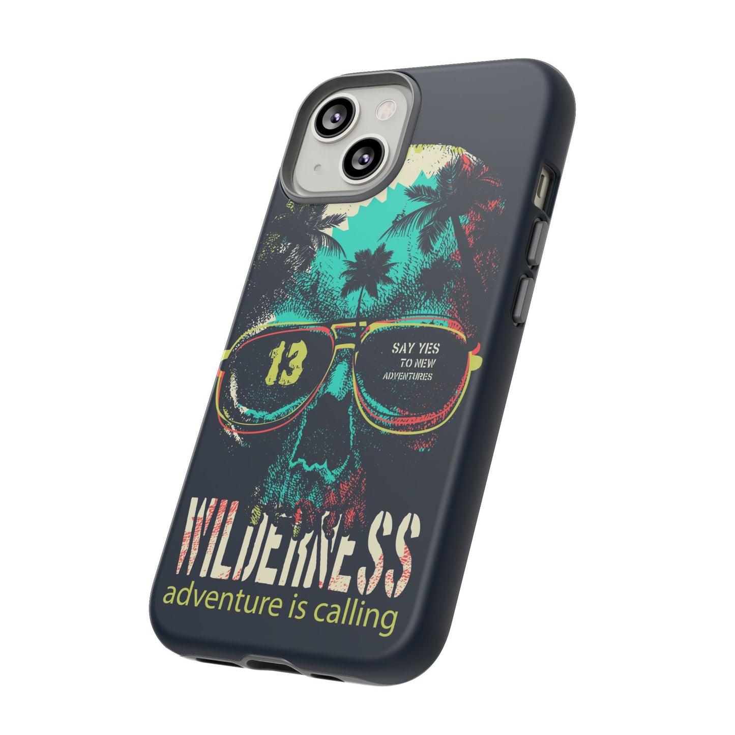 Wilderness Adventure Phone Case — 'Adventure Is Calling' Skull Sunglasses Design