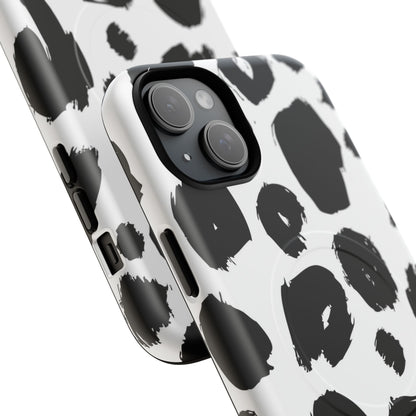Ink Leopard Magnetic Phone Case — Black & White Animal Print Fashion Protective Cover