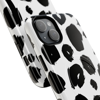 Ink Leopard Magnetic Phone Case — Black & White Animal Print Fashion Protective Cover