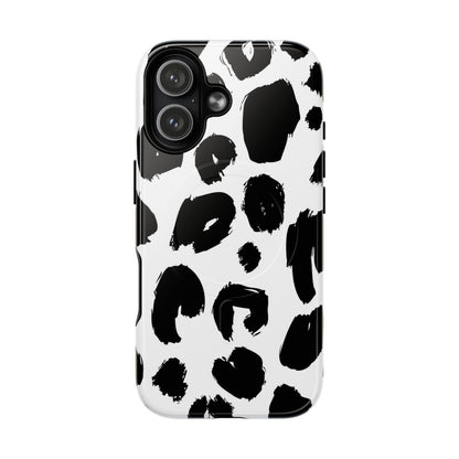 Ink Leopard Magnetic Phone Case — Black & White Animal Print Fashion Protective Cover