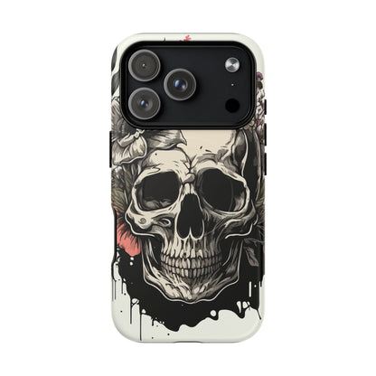 Dark Aura Skull & Roses iPhone Case – Gothic Floral Magnetic Protective Cover