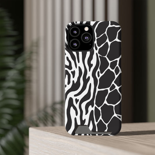 Animal Print Phone Case — Zebra & Giraffe Edition with Card Holder — Slim, Stylish, MagSafe