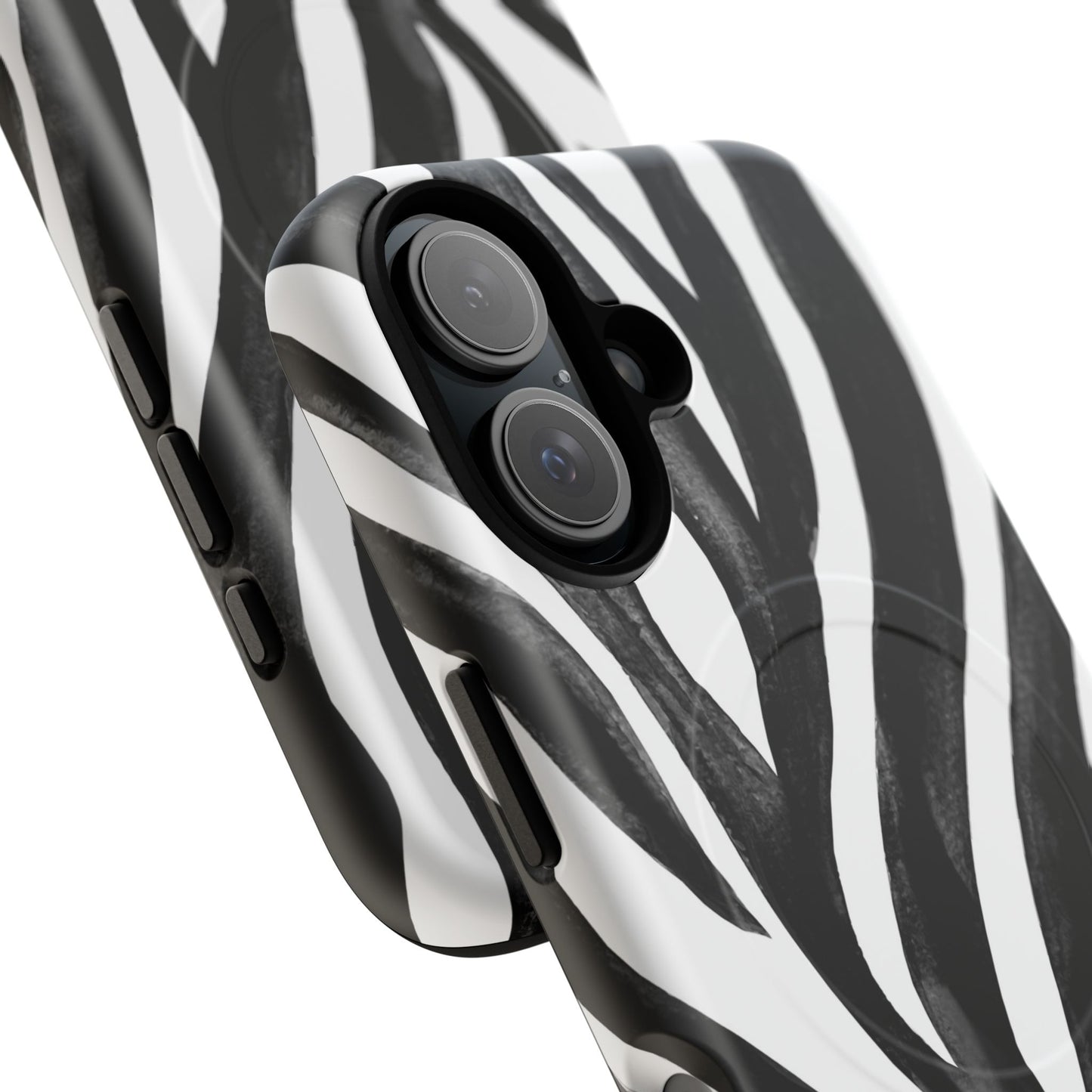 Wild Lines Zebra Stripe Tough Magnetic Phone Case — Black & White Protective Cover