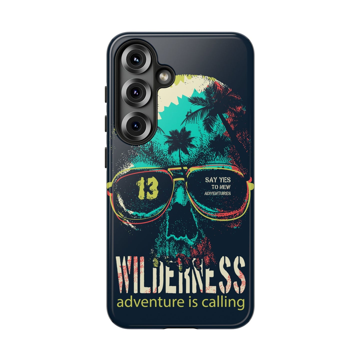 Wilderness Adventure Phone Case — 'Adventure Is Calling' Skull Sunglasses Design