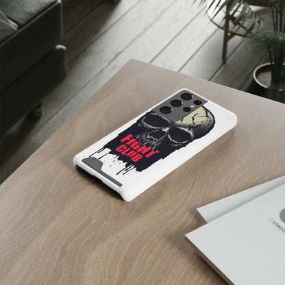 Fight Club Skull Phone Case with Card Holder — Bold Gothic Skull Design