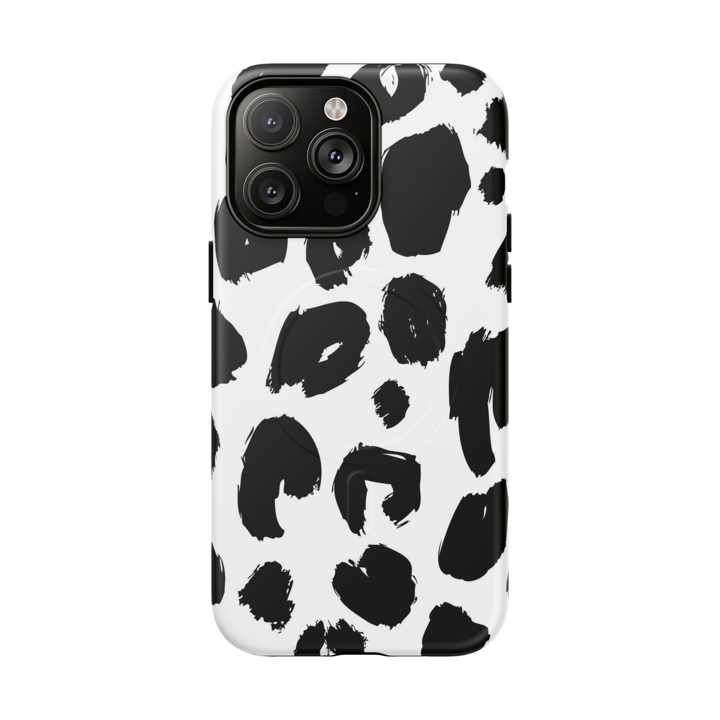 Ink Leopard Magnetic Phone Case — Black & White Animal Print Fashion Protective Cover