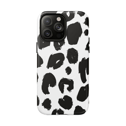 Ink Leopard Magnetic Phone Case — Black & White Animal Print Fashion Protective Cover