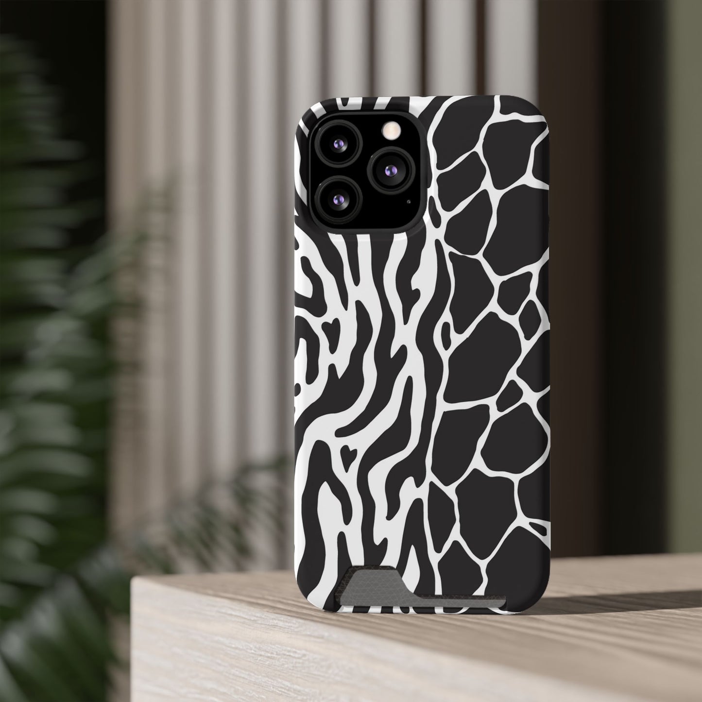 Animal Print Phone Case — Zebra & Giraffe Edition with Card Holder — Slim, Stylish, MagSafe