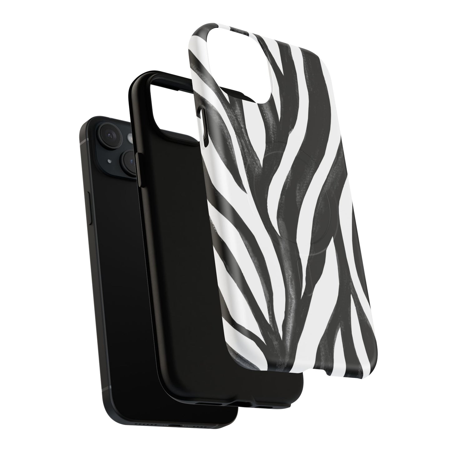Wild Lines Zebra Stripe Tough Magnetic Phone Case — Black & White Protective Cover