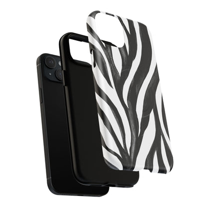 Wild Lines Zebra Stripe Tough Magnetic Phone Case — Black & White Protective Cover