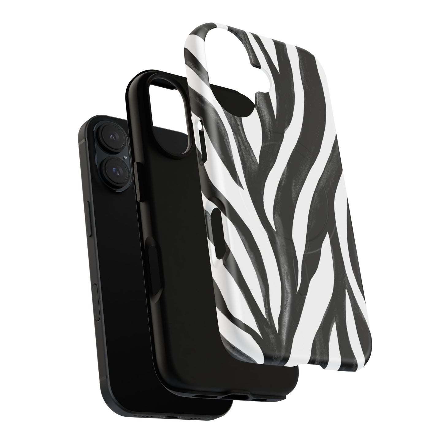 Wild Lines Zebra Stripe Tough Magnetic Phone Case — Black & White Protective Cover