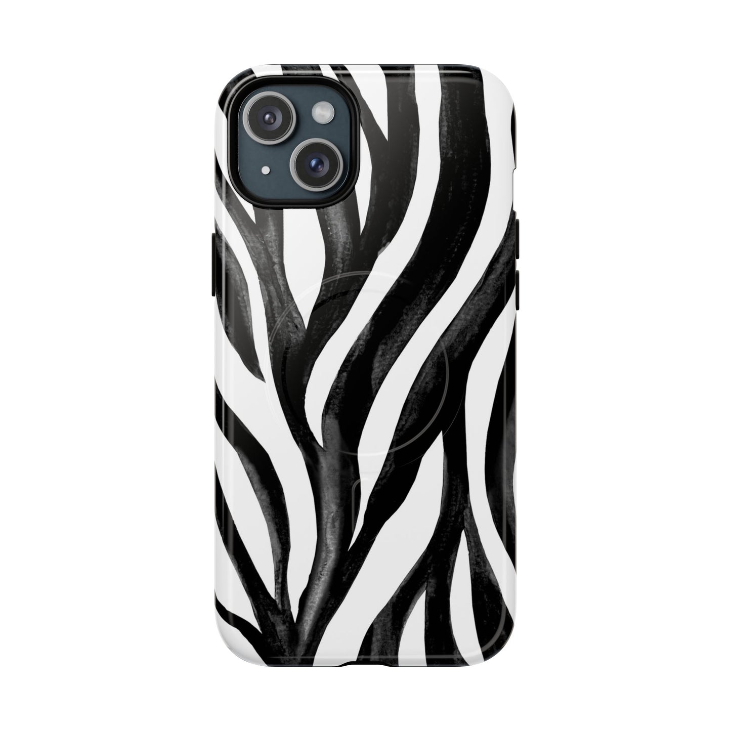 Wild Lines Zebra Stripe Tough Magnetic Phone Case — Black & White Protective Cover