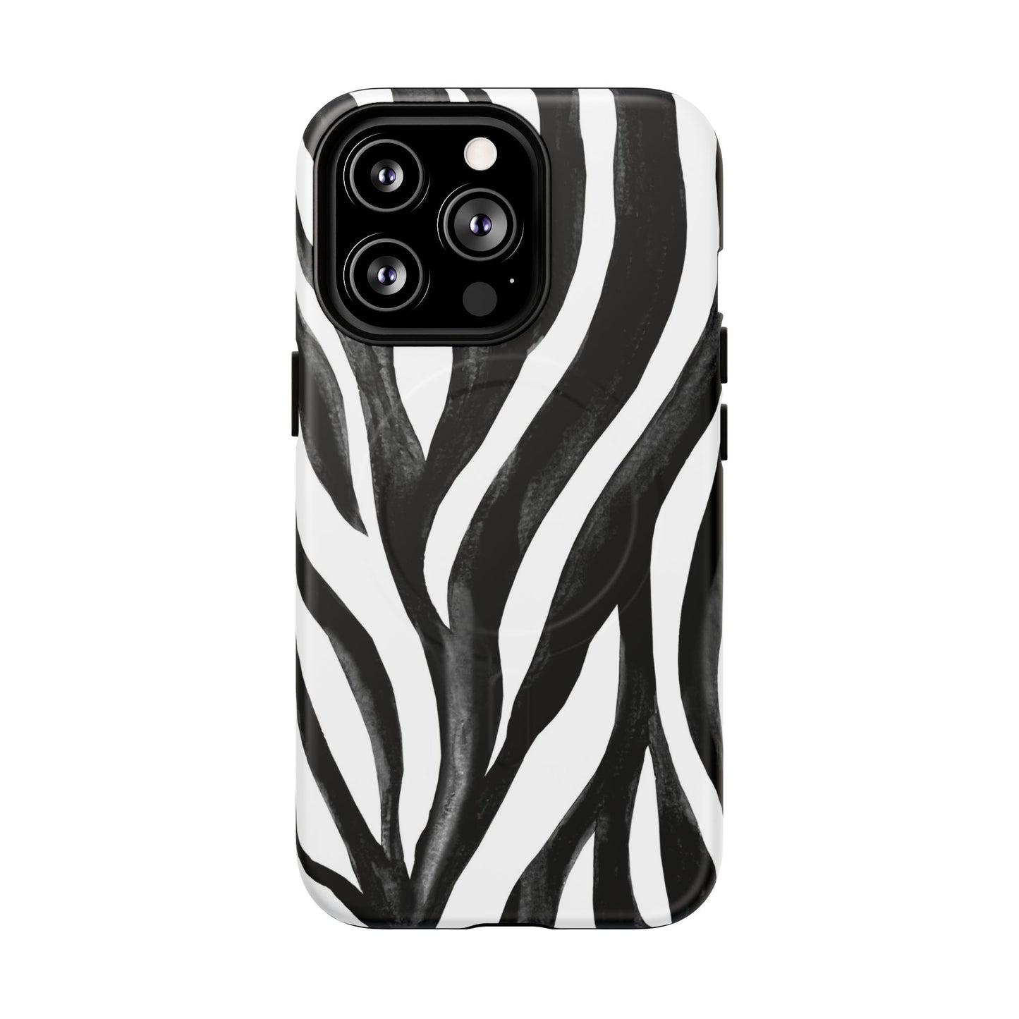 Wild Lines Zebra Stripe Tough Magnetic Phone Case — Black & White Protective Cover