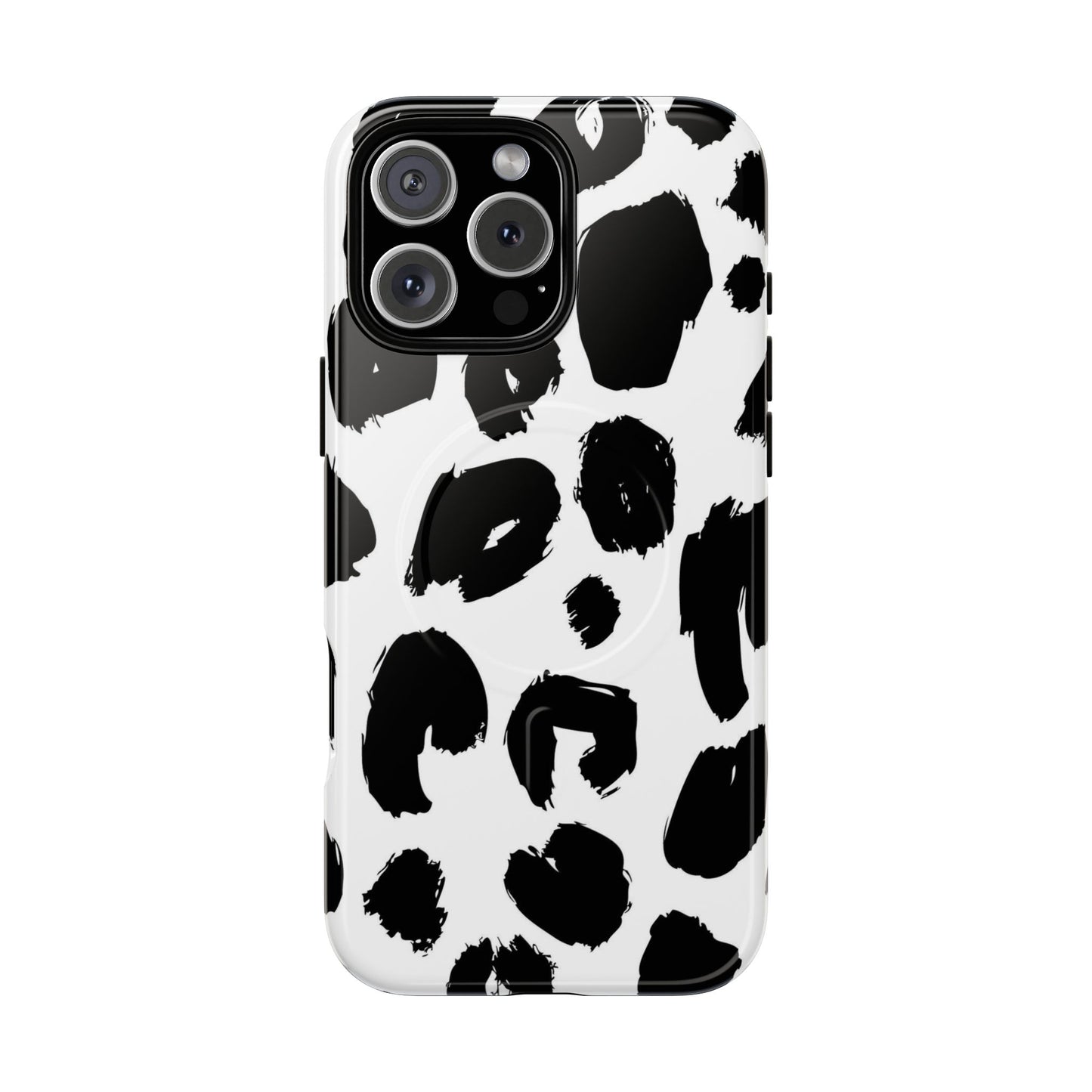 Ink Leopard Magnetic Phone Case — Black & White Animal Print Fashion Protective Cover