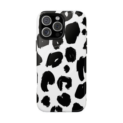 Ink Leopard Magnetic Phone Case — Black & White Animal Print Fashion Protective Cover