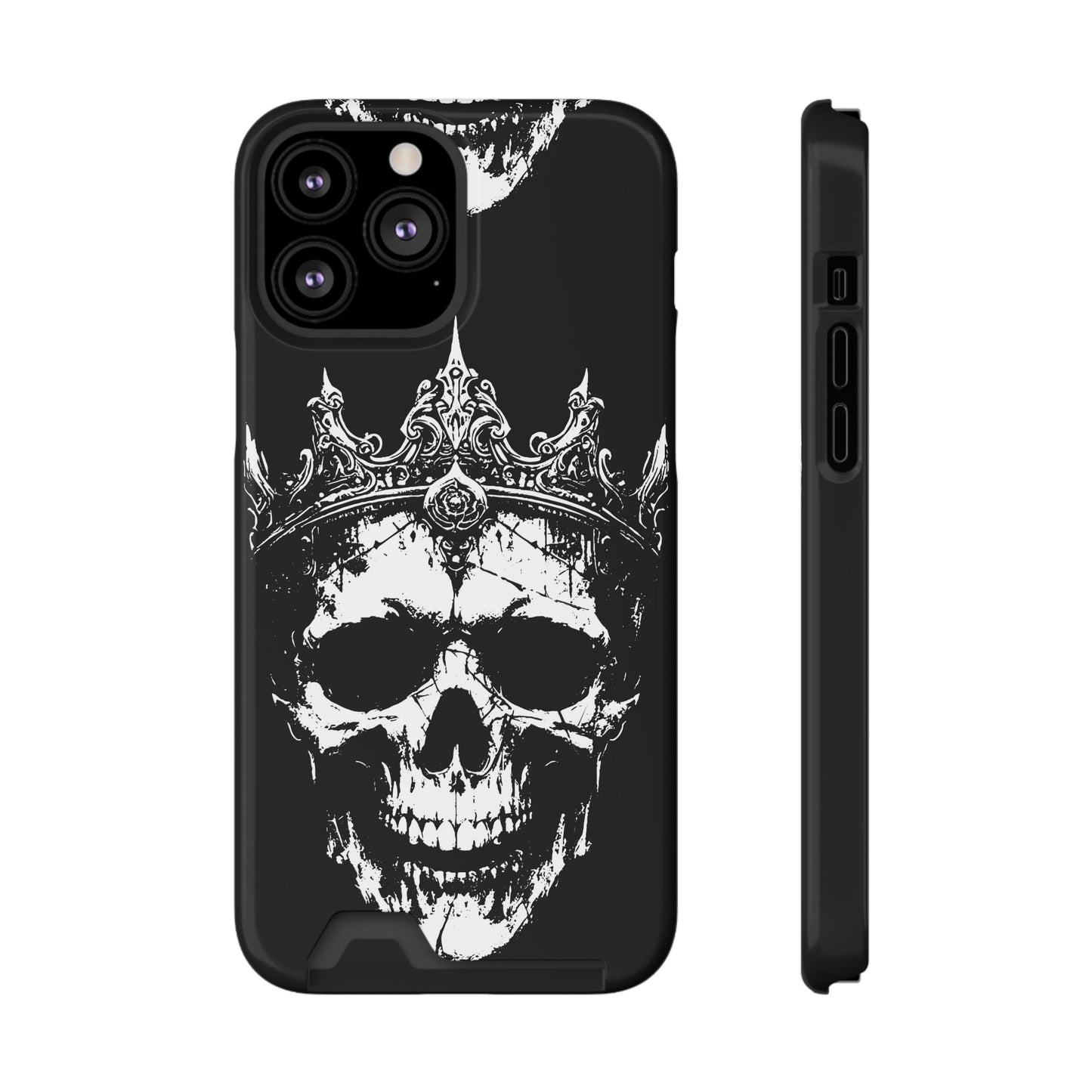 Crowned Chaos - Skull King Card-Holder Phone Case
