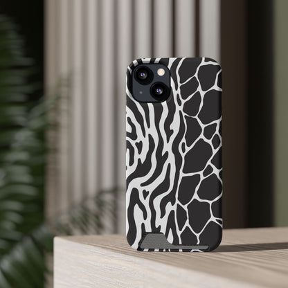 Animal Print Phone Case — Zebra & Giraffe Edition with Card Holder — Slim, Stylish, MagSafe