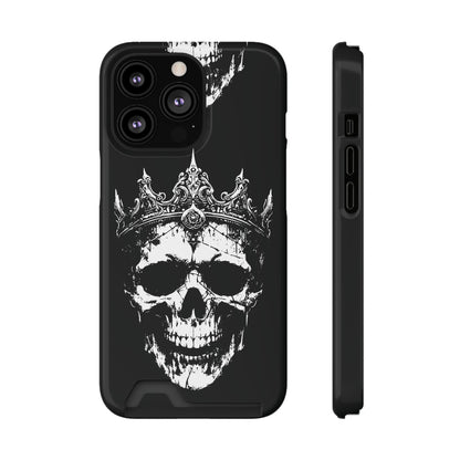 Crowned Chaos - Skull King Card-Holder Phone Case