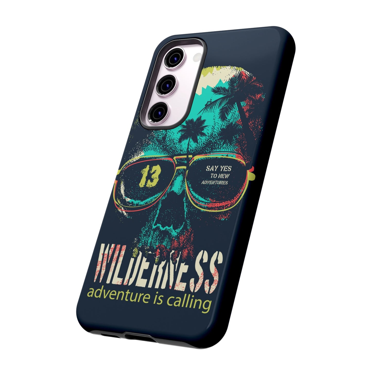 Wilderness Adventure Phone Case — 'Adventure Is Calling' Skull Sunglasses Design