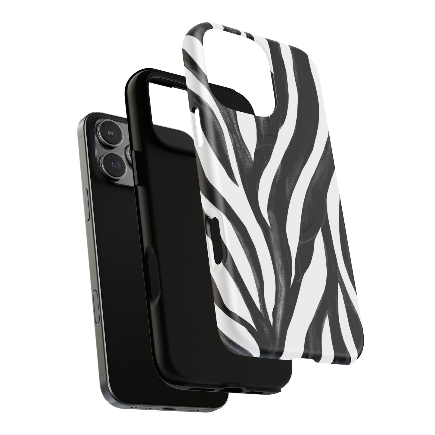 Wild Lines Zebra Stripe Tough Magnetic Phone Case — Black & White Protective Cover