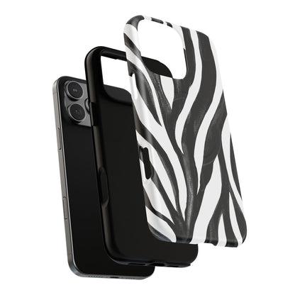 Wild Lines Zebra Stripe Tough Magnetic Phone Case — Black & White Protective Cover