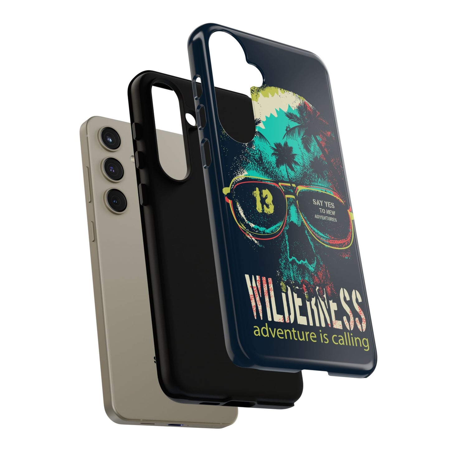 Wilderness Adventure Phone Case — 'Adventure Is Calling' Skull Sunglasses Design