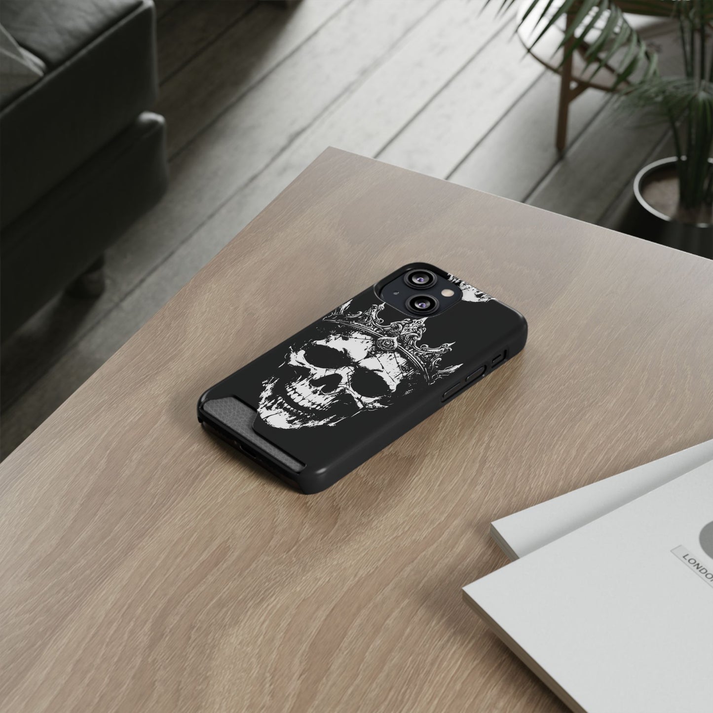Crowned Chaos - Skull King Card-Holder Phone Case