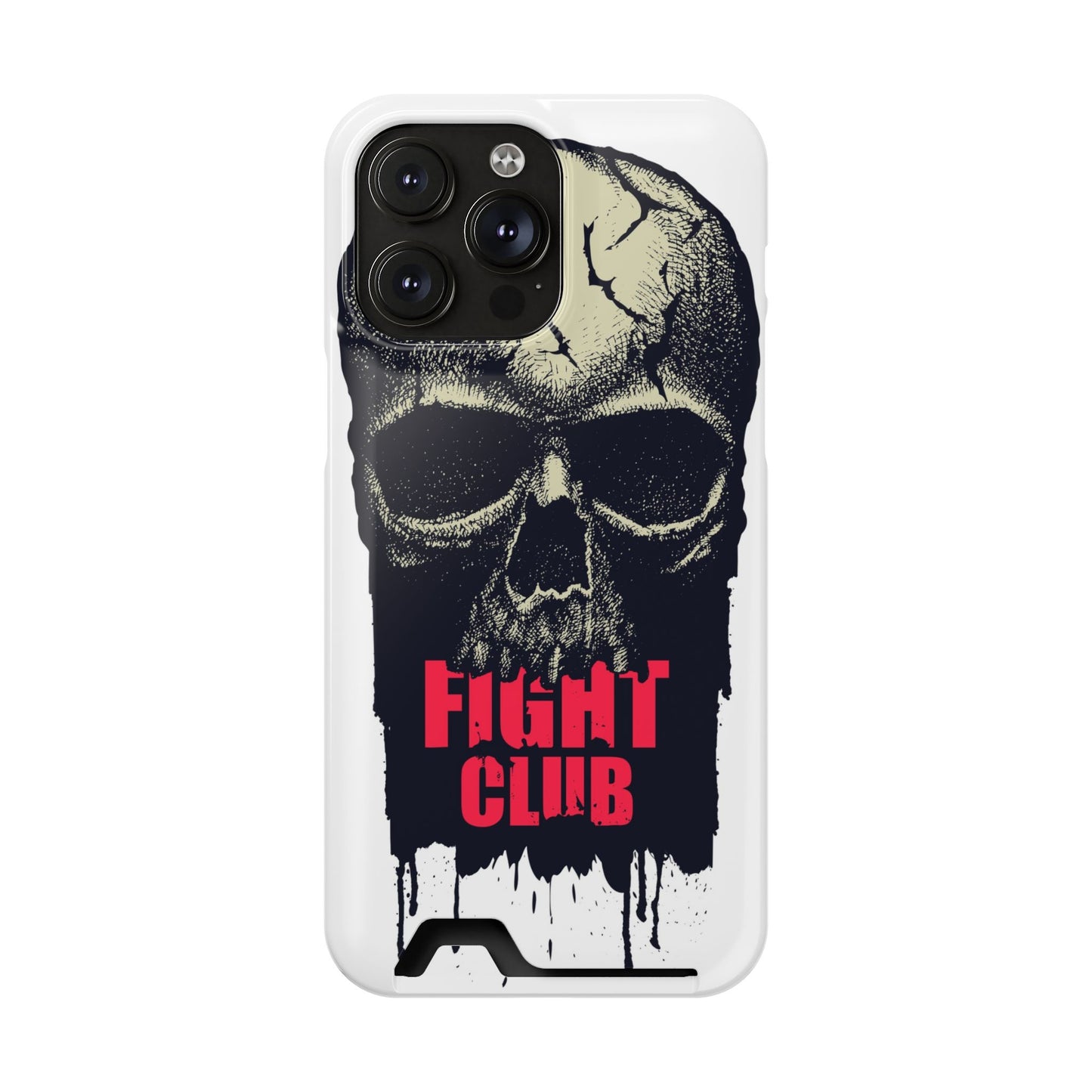 Fight Club Skull Phone Case with Card Holder — Bold Gothic Skull Design