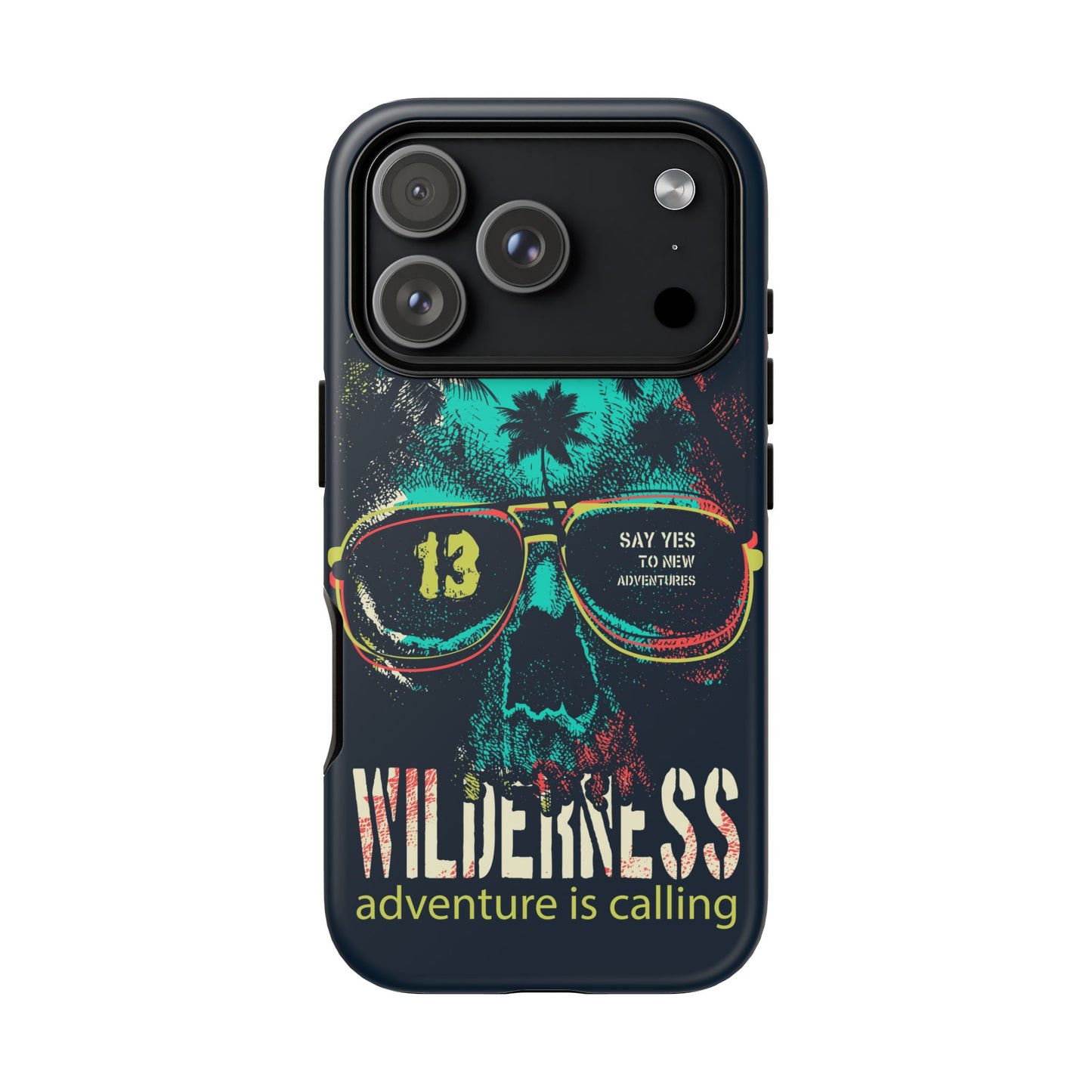 Wilderness Adventure Phone Case — 'Adventure Is Calling' Skull Sunglasses Design
