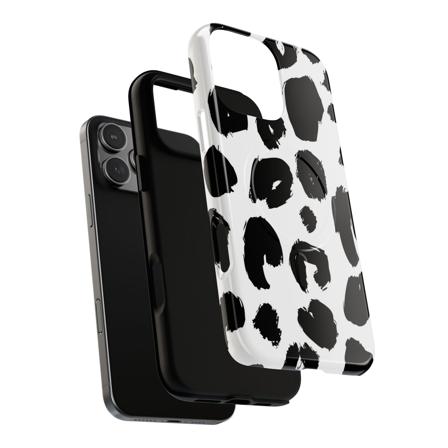 Ink Leopard Magnetic Phone Case — Black & White Animal Print Fashion Protective Cover